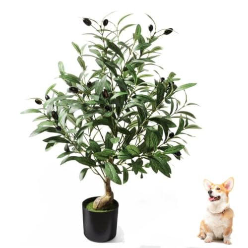2ft Easter Olive Tree Artificial Indoor with Pot, Spring 24' Tabletop Faux Plant Small Fake Olive...