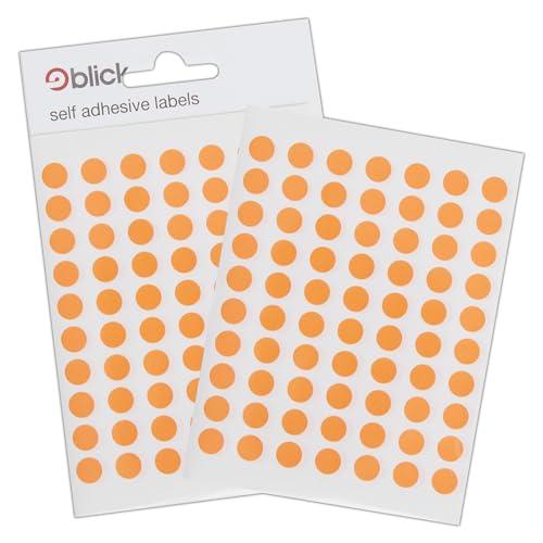 Blick Etiketten, oranje, zelfklevende stickers, gekleurde stippen, cirkels, 8 mm, 490 etiketten, voor thuis, kantoor, familie, school, vakantiekalender organiseren, planner, beloningsgrafiek