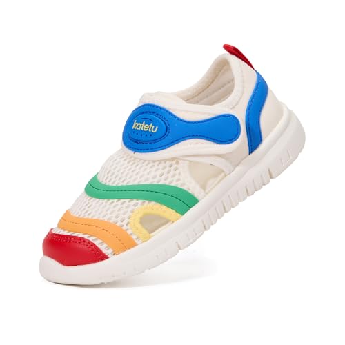 Toddler Sandals for Boys and Girls, Closed Toe Kids Sandals with Breathable Mesh, Lightweight Non Slip Outdoor Walking Shoes for Summer Beach Playgrou