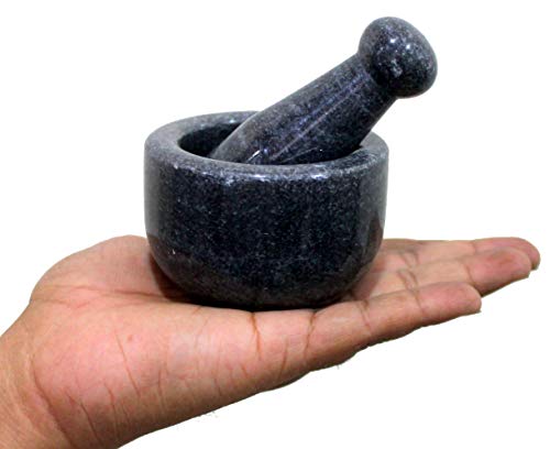 Kleo 3" Diameter Black Natural Stone Mortar And Pestle Set Spice, Medicine Pills Grinder Masher - Small Size #TOP2