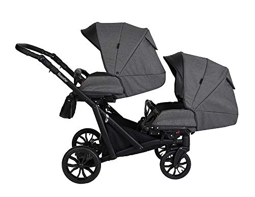 KUNERT BOOSTER 3in1 Kinderwagen Komplettset Zwillingskinderwagen Babywagen 3 in 1 Kombikinderwagen Komplettset Geschwisterwagen Kinder Wagen set Zwillingsbuggy Doppelkinderwagen (Graphit, 3 in 1)