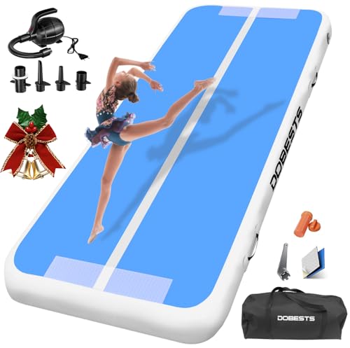 DOBESTS Air Track Colchoneta Gimnasia artistica 2/3/4/5/6m Hinchable 10/20cm gruesa, Colchoneta Deportiva con Bomba, tumbling gimnasia de Uso doméstico/Fitness/Yoga (azul, 400x100x20 cm)