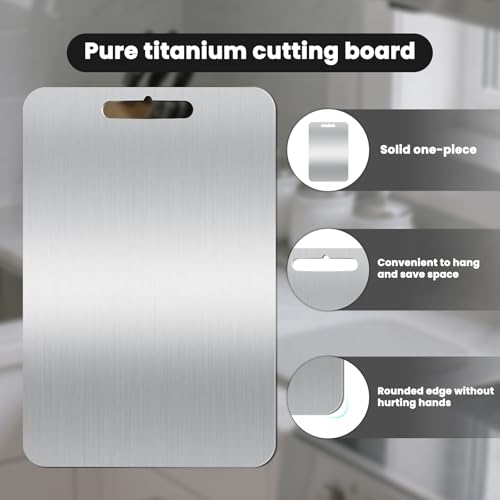2026 Upgraded Titanium Cutting Board for Kitchen, Extra Thick 100% Pure Titanium Chopping Board, Double-Sided Food-Grade Board with Scratch-Resistant Surface & Smooth Rounded Edges(14×10IN) - image 7