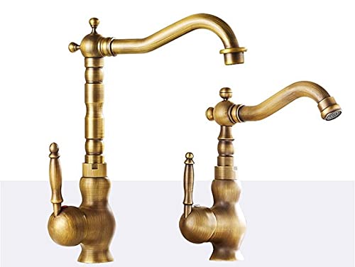 Rubinetto per lavello da Cucina per Bar Agriturismo Commerciale, Rubinetto per lavabo Caldo e Freddo alla Moda, Rubinetto da Cucina con Finitura in Ottone Bronzo Stile Europeo, Miscelatore da Cucina