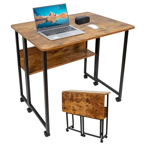 Fiutazge Mesa Escritorio Plegable Con Ruedas Y Almacenamiento, Mesa Plegable De Pequeño Espacio Para Estudio, Casa Oficina, Computadora Manualid Fiutazge Mesa Escritorio Plegable Con Ruedas Y Almacenamiento, Mesa Plegable De Pequeño Espacio Para Estudio, Casa Oficina, Computadora Manualid