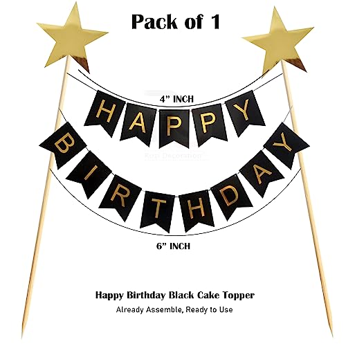 Image of Rozi Decoration Happy Birthday Cake Topper - Black 1 Pcs Party Decor