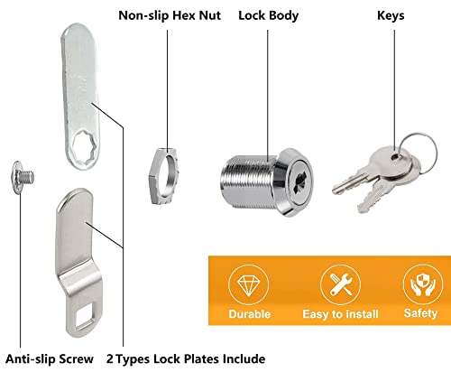 1 Pack Premium Cabinet Cam Locks Keyed Alike - Zzbety 5/8 Inch Cabinet Locks For Secure Files Drawers Mailbox Rv Camper Door Tool Box (Zinc Alloy) #TOP2