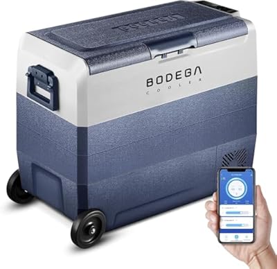 BODEGACOOLER 12 Volt Car Refrigerator,64 Quart Portable Fridge Cooler WIFI APP Control, -4?-68? 60L Dual Zone Car Freezer Cooler, 12/24V DC and 100-240V AC for Camping,Travel,RV,Boat,VAN,Road Trip