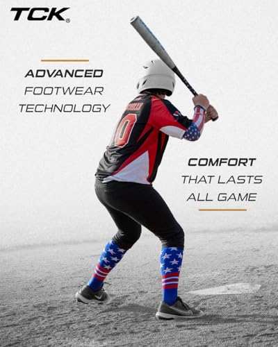 Image of TCK USA Made Over Knee Baseball Socks & Softball Socks Youth Boys, Girls, Adult - American Flag Patriotic Stars & Stripes