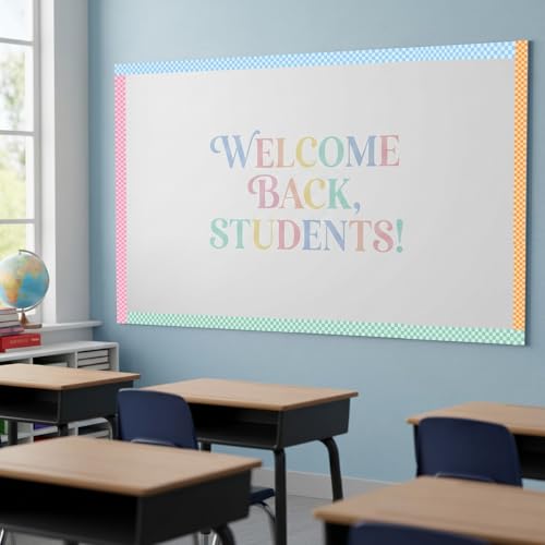 Image of Fuutreo 6 Roll 197 ft Pastel Checkered Bulletin Board Borders Colorful Plaid Border Trim Classroom Decoration Checkerboard Straight Border Decor for Back to School Chalkboard Office Wall