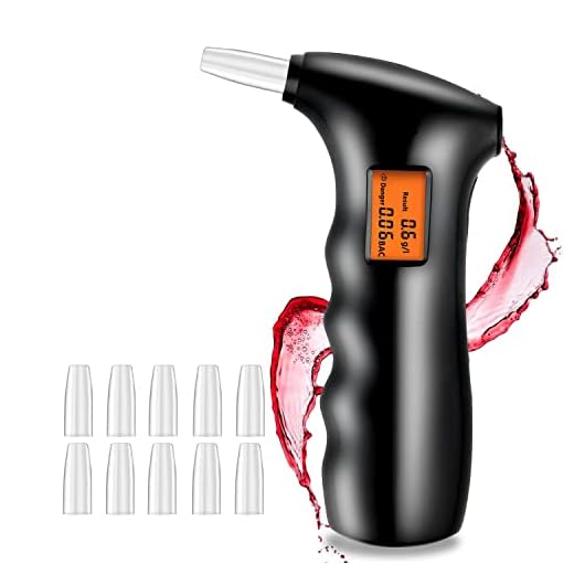JTENG Etilometro Portatile, Alcol Test Portatile Digitale Professionale con Display a LED Incluso 10 ugelli, Nero (Alcool Test Portatile)