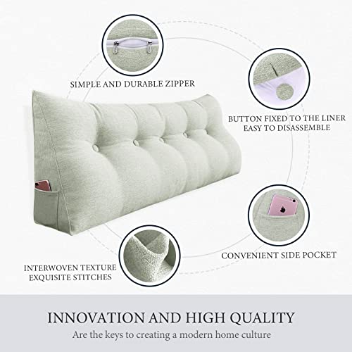 Bncktrd Triangle Reading Pillow Wedge Headboard Pillow King Perfect As Bed Rest Back Support Pillow Sitting Up In Bed Padded Headboard Wall Cushion With Removable Linen Cover Gray Beige #TOP2