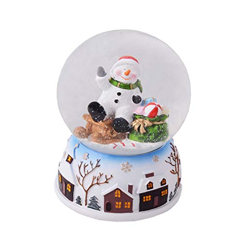 Lightahead 100 mm Musical Christmas Snow Globe with Falling Snowflakes & Music Playing (Snowman)