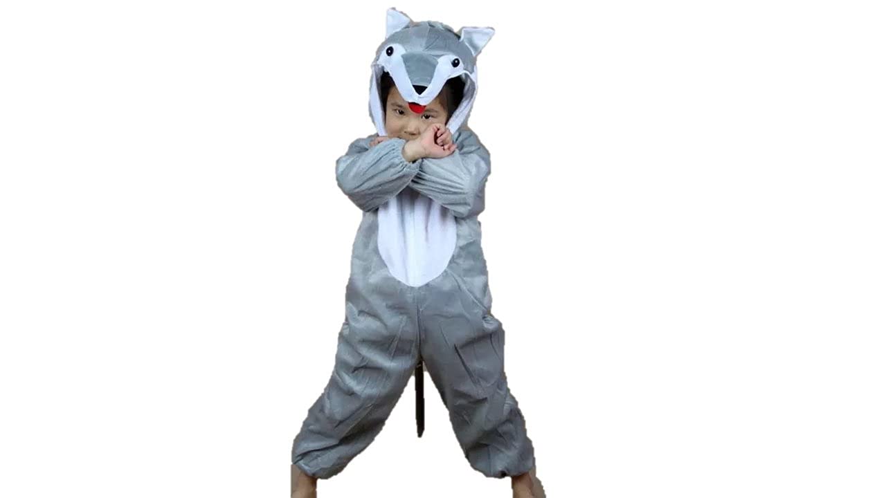JADE Wolf Costume for kids – Animal costume for Boys and Girls – Wolf Jumpsuit Costume for kid’s party - Animal Bodysuit cosplay costume