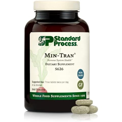 Standard Process Min-Tran - Whole Food Nervous System Supplements, Stress Relief with Iodine and Magnesium - Vegetarian, Gluten Free - 360 Tablets Cover