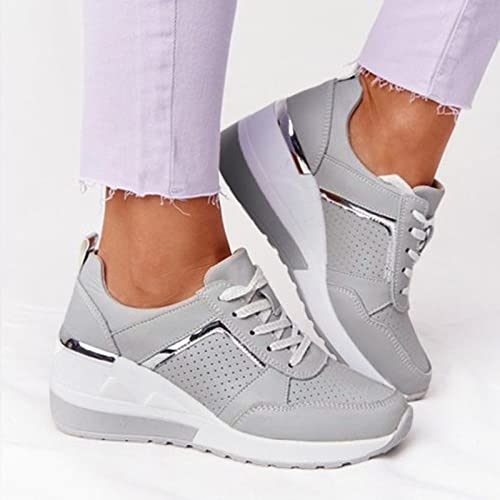 Women's Fashion Wedge Sneakers,Arch Support High Heel Tennis Shoes Breathable Comfortable Sneakers for Women 2024 Casual Sneakers, Lightweight Orthotic Slip On Walking Shoes ﻿2