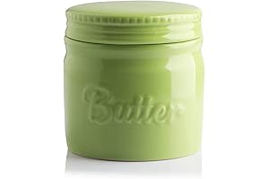 Sweejar Green Porcelain Butter Dish with Lid and Water Line: An Ode to Butter Preservation
