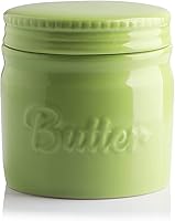 Vista 10 de Sweejar Recipiente para mantequilla de porcelana, plato de mantequilla francesa con línea de agua, recipiente de mantequilla de cerámica