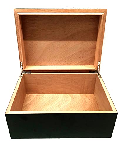 Fess Products 10.75"X 8" Wooden Storage Box For Home With Hinged Lid - Decorative Boxes With Lids - Store Jewelry, Toys, And Large Premium Keepsakes In A Beautiful Decorative Crate (Black Matte) #TOP5