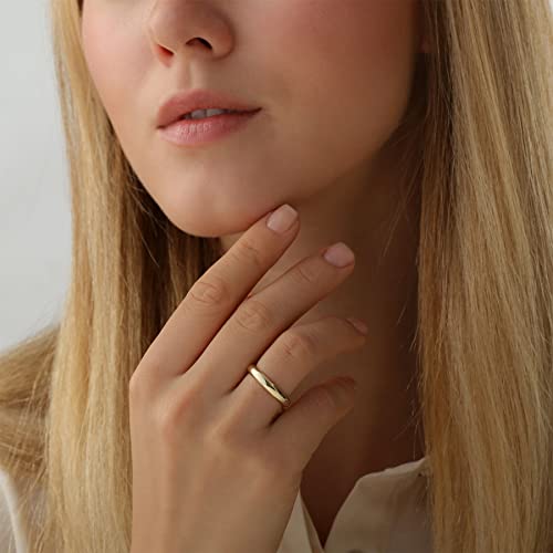Funeia 14K Gold Band Ring For Women Men 2Mm 3Mm 4Mm 5Mm 6Mm 8Mm 10Mm Wedding Bands Gold Stacking Stackable Plain Statement Thumb Finger Ring Comfort Fit Size 5-11 #TOP1