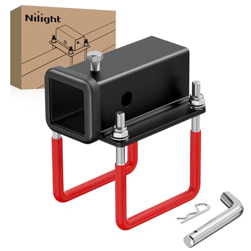 Image of Nilight 2 Inch RV Bumper Hitch Receiver with Hitch Pin Fits 4-4.5 inch Beam, 200Lbs Tongue Weight Capacity Adapter, Travel Trailer Rear Bumper, Fit for Camper Bike Racks Cargo Carrier Car