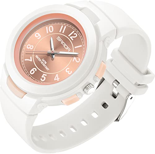 Findtime White Watch For Women 5 Atm Water Resistant Silicone Band Arabic Numerals Analog Quartz Wrist Watches Easy To Read #TOP13