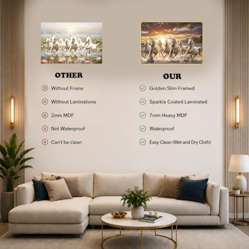 Image of 7 Running Horses Vastu Photo Frame, 8x12 Inch
