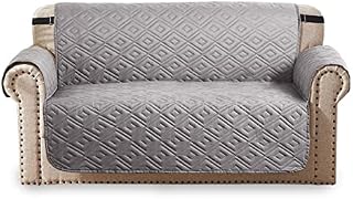 Oxford Homeware Sofa Covers 2 Seater Embossed Water Proof Sofa Slipcovers with Adjustable Elastic Straps Quilted Reversible Sofa Cover for Pets & Kids (Light Grey - Dark Grey, 227cm x 179cm)