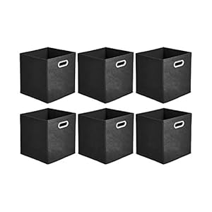 Amazon Basics Aufbewahrungswürfel Stoff Schwarz, 6er-Pack
