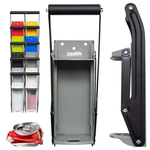 Can Crushers - Wall Mounted Aluminum Can Smasher - Ideal for Garbage Can and Recycling Bin - Outdoor Bar Accessories Must-Have - Home Improvement Essential - Efficient Can Crusher by Strawn (Gray)