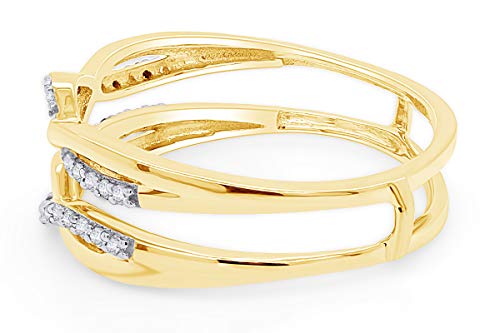 AFFY 0.30 Carat Round White Cubic Zirconia Enhancer Guard Ring 14K Gold Over Sterling Silver4