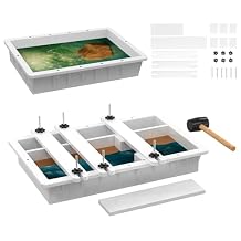 2Pcs Extra Large Adjustable Epoxy Resin Mold with Divider, 19.711.83.1 inch & 15.79.83.1 inch Epoxy Table Mold, Reusable Resin Molds for DIY Coffee Table, River Table, Charcuterie Board, Art Panel