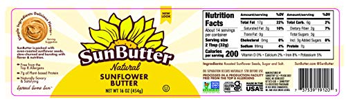 SunButter Original Sunflower Seed Butter, 16 oz (6 Pack of 6) - Nut Free Spread with 7g Plant-Based Protein, Roasted Rich & Savory Flavor, Smooth Texture, Vegan, Kosher & Non-GMO