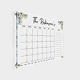 Acrylic Floral Wall Calendar - Dry Erase Monthly Calendar Family Planner, 2023 Calendar w Marker, Mo