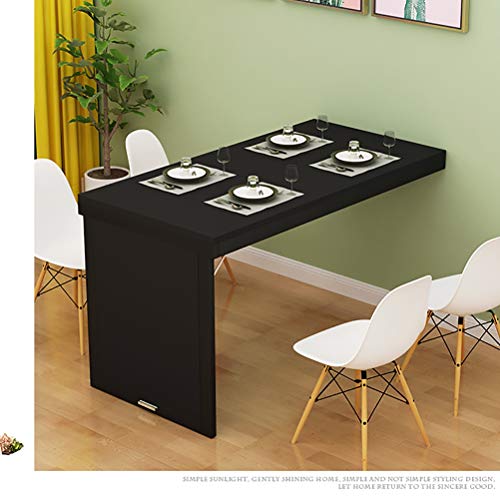 Black Folding Table, Wood Wall Mounted Table, Stable Sturdy Construction, Wall Desks for Small Spaces, Folding Wall Table, Easy to Install (Color : Black, Size : 120cm×60cm)