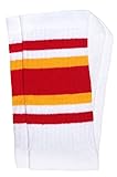 SKATERSOCKS 19" Mid calf White tube socks with Red-Gold stripes style 4