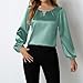 Silk Like Satin Women's Long Sleeve Casual Blouse Elegant and Stylish Top for Every Occasion Women T Shirts (Green, L)