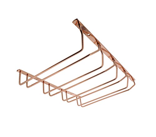 G. Francis Under Cabinet Wine Glass Rack 4-Row in Rose Gold with Mount Hardware - Stemware Hanging Rack