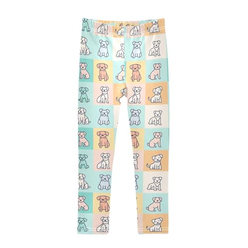 Grid Dog Cute Animal Girls Casual Leggings for Kids Printed Long Pant Bottoms Stretch and Soft
