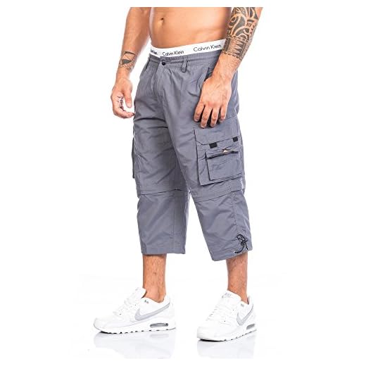 Herr shorts Freemen Bermuda Cargo Capri korta byxor vintage shorts Casual 3/4, GRÅ, M
