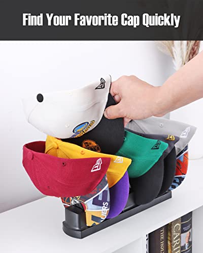 Brateaya Baseball Cap Storage Organizer - 6-Tier Ball Cap Stand, Fitted Hat Rack, Easy Access & Replacement, Sleek Black Design #TOP4