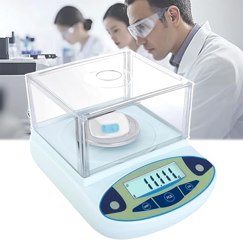 Báscula analítica digital de precisión (100 g/200 g/300 g/500 g), precisión de 0,001 g, pantalla LCD retroiluminada, conversión de unidades.,500g