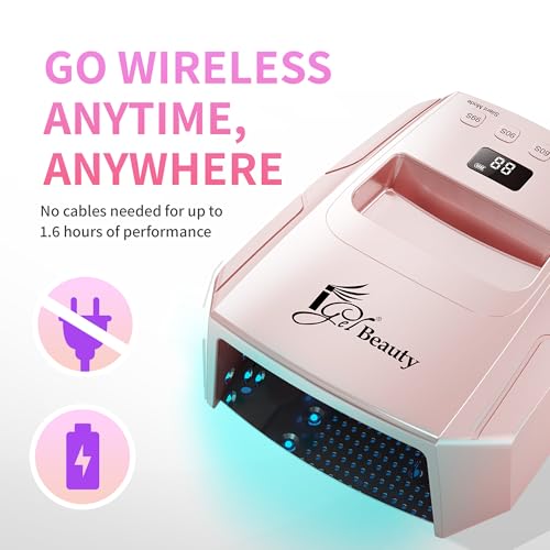 Image of Hybrid - X Nail Lamp - 48W UV /LED Nail Dryer, Wireless Rechargeable, Smart Timer, Removable Tray, Cordless Gel Nail Lamp for Manicure Pedicure