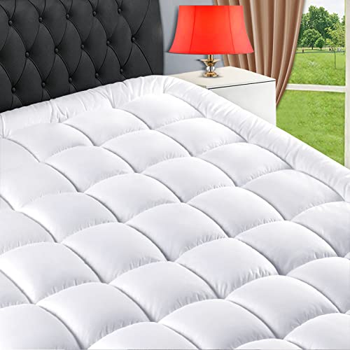 TEXARTIST Queen Mattress Pad Cover Cooling Mattress Topper 400 TC Cotton Pillow Top Mattress Cover Quilted Fitted Mattress Protector with 8-21 Inch Deep Pocket