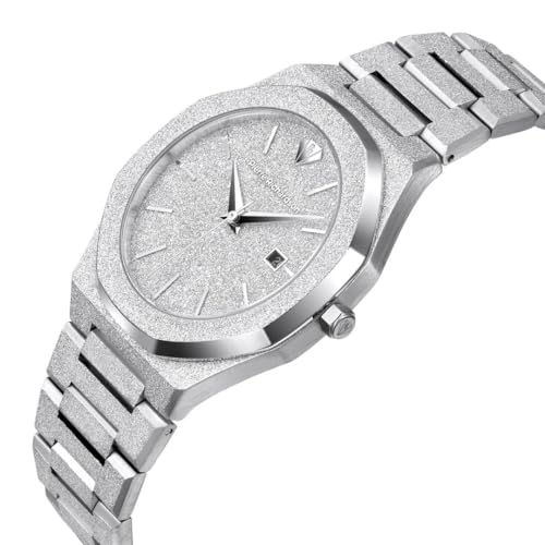 Pierre Richardson Men’s Luxury Watch PR5691 – Silver Frosted Stainless Steel Japanese Quartz, 41mm, 5ATM Water Resistant, Scratch-Resistant Sapphire Crystal Glass, Elegant Dress Watch for Men, Reloj para Hombres2