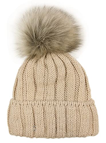 Bonnet tricoté pour femme beige, le cadeau idéal d'hiver