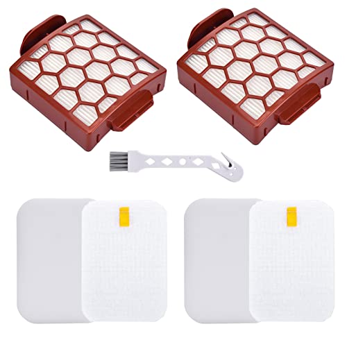 Image of 2 Foam + Felt, 2 HEPA Filter Replacement for Shark ZU62 ZU60 NV255 NV150 NV251 NV151 Navigator Rotator Pet Pro Upright Vacuum Part, 1238FT60 1239FT60