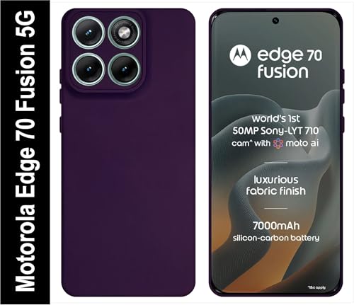 Image of SBMS Silicone Back Cover Case for Motorola Moto Edge 70 Fusion 5G | Soft Micro-Fibre Lining Inside | Camera Protection Bump | Shockproof Back Cover Case for Moto Edge 70 Fusion (Candy Cloth Purple)