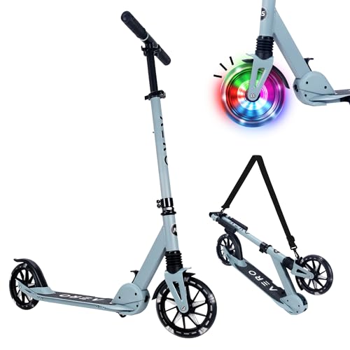 Aero Scooter for Kids 6-12 & Teens | Light Up Big Wheels & Shock Absorption | Boys Girls 2 Wheels...