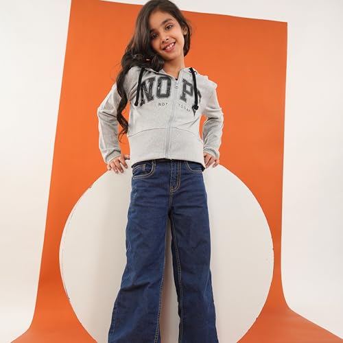 Image of TotzTouch Kids Girls Stylish Hooded Jackets Premium Winter Wear Clothes Color Black & Light Grey (Age 3 years to 15 years)